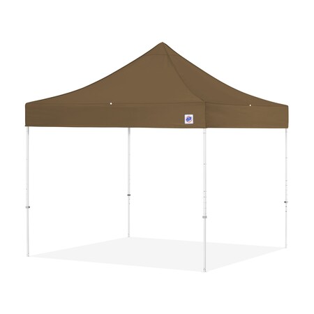 E-Z Up TAA Compliant Eclipse Shelter, 10' W x 10' L, White Steel Frame, Coyote Brown Top EC3STL10KFWHTMCCB
